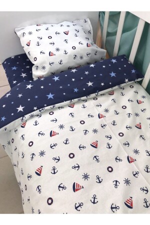 MNZ-Cotton Baby/Child 70x120 حديقة الحضانة وسادة ورقة ورقة رداء البحارة بحرية النجم الأزرق 2157 - Bebek Özel