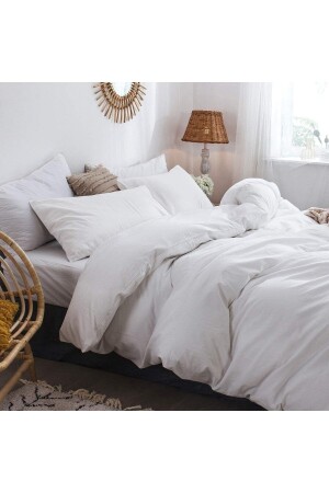Pamuklu Çift Kişilik Beyaz Nevresim Takımı BYZ200 - Belsina Home