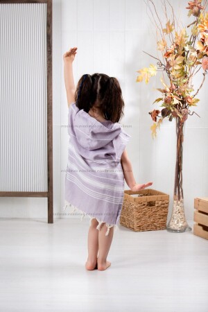 Pamuklu Çocuk Peştemal Panço Bornoz Plaj Havlusu Lila - Formeya