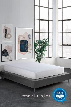 Pamuklu Fitted Full Kenar Su Sıvı Geçirmez Yatak Koruyucu Alez Çarşaf Beyaz 1420-07-01 - Limon Soft