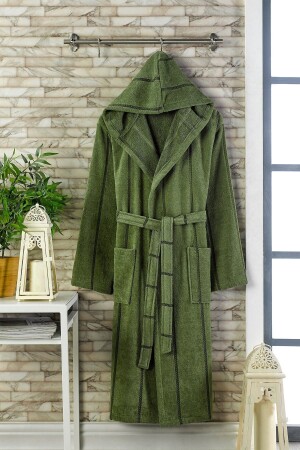 Pamuklu Kadife Kapüşonlu Unisex Bornoz - Sedona