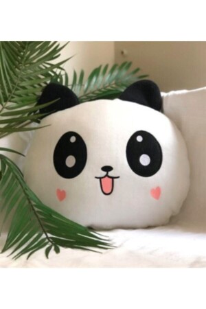 Panda Figürlü Kalp Yanaklı Sevimli Dekoratif Peluş Yastık - Gülce Design