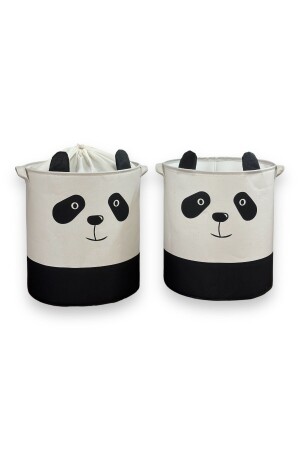 Panda Tasarımlı 2' Li Bebek Çocuk Odası Düzenleyici Saklama Kutusu Oyuncak Kirli Sepeti 37x40 - 5
