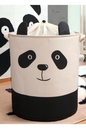 Panda Tasarımlı Bebek Çocuk Odası Ağzı Büzgülü Düzenleyici Saklama Kutusu Oyuncak Kirli Sepeti 37x40 - 4