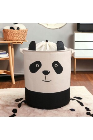 Panda Tasarımlı Bebek Çocuk Odası Ağzı Büzgülü Düzenleyici Saklama Kutusu Oyuncak Kirli Sepeti 37x40 - 5