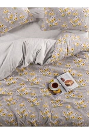 Papatya Double Sided Yellow Grey Double Sheet Cotton Duvet Cover Set NallsPapatyaNevtak - 5