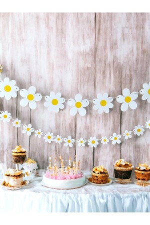 Papatya Partisi Temalı Duvar Süsü Seti 2 Li Papatya Zincir - Partifabrik