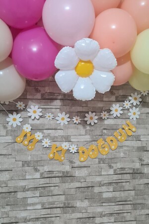 Papatya Tema 2li Set Banner İyi Ki Doğdun Papatya Konsept Duvar Süsü - 2