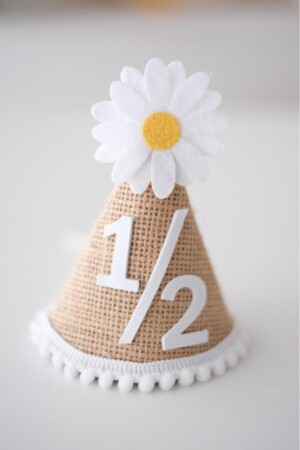 Papatya Temalı Hasır 1-2 Yarım Yaş Şapka - Partifabrik