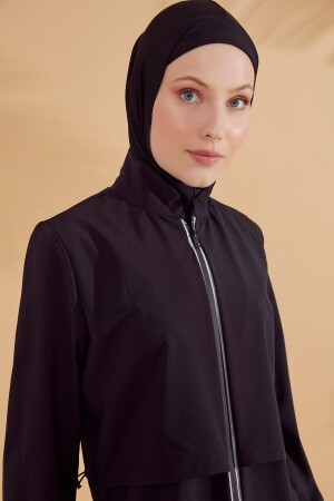 Paraşüt Basic Schwarzer vollständig bedeckter Hijab-Badeanzug M2314 - 6