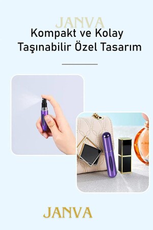 Parfüm Şişesinden Çanta Içi Mini Doldurulabilir Seyahat Cep Yedek Parfüm Şişesi 5 ml 1 adet(Siyah) - 6