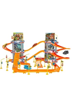 Parkhaus-Spielset, 6-stöckiges Spielzeugauto-Parkhaus, Super-Garage-Set, 2 Fahrzeuge inklusive Zubehör, 2-in-1-Modell ERD01P - 5