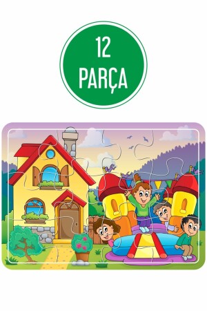 Parkta Oyun, Kışın Kar, Uyku Vakti, Denizde Oyun 4'lü Ahşap Puzzle Set Puz1711 - 5