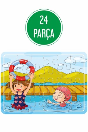 Parkta Oyun, Kışın Kar, Uyku Vakti, Denizde Oyun 4'lü Ahşap Puzzle Set Puz1711 - 8