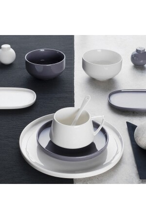 Parla 32 Parça Gri-Beyaz Kahvalti Takimi - Emsan