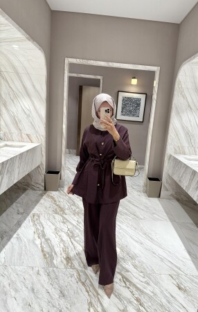 Parlak Kumaşlı Takım - Bordo - Duendeca