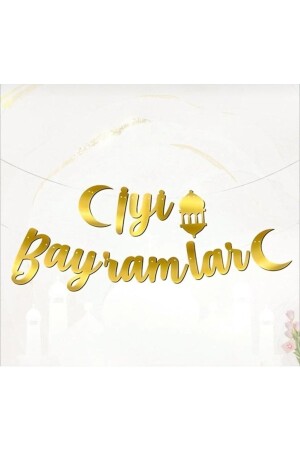 Parti Iyi Bayramlar Kaligrafi Gold Banner Yazı - 1