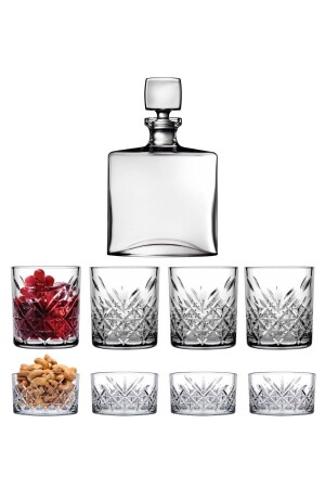 Paşabahçe Square Timeless Whisky-Karaffe Glas-Snack-Set (92379x1 - 52810x4 - 530040x4) Mesa9237952810 - 1