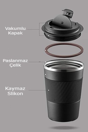 Paslanmaz 304 Çelik Termos 500 ml Kaydırmaz Bardak Mug Kupa Karışık Renk - 4