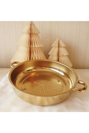 Topfsieb aus Edelstahl mit Goldgriff – Goldsieb 28 cm - Lovyco