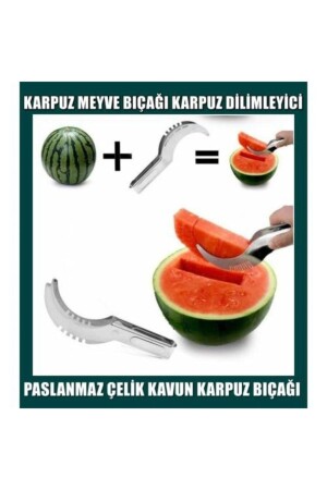 Paslanmaz Çelik Karpuz Kavun Dilimleyici Kesici Meyve Kesme Kesici Bıçak - 3