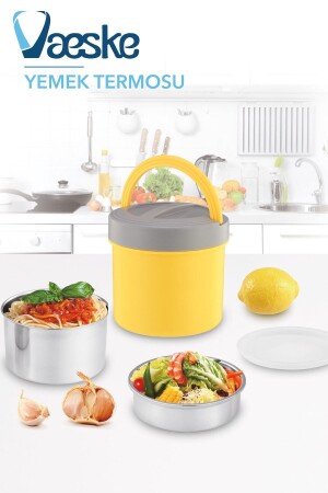 Paslanmaz Çelik Kolay Taşınabilir Yemek Termosu 1.2Lt - 1