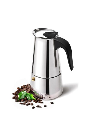 Paslanmaz Çelik Ocak Üstü 4 Cup Fincan Moka Pot Espresso Cin285-4 cin285 - 2
