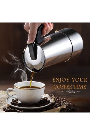 Paslanmaz Çelik Ocak Üstü 4 Cup Fincan Moka Pot Espresso Cin285-4 cin285 - 5