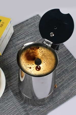 Paslanmaz Çelik Ocak Üstü 4 Cup Fincan Moka Pot Espresso Cin285-4 cin285 - 7