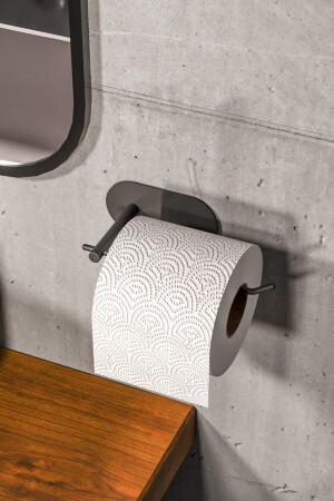 Paslanmaz Çelik Siyah Tuvalet Kağıtlığı - Yapışkanlı Sistem Tuvaletkağıtlık Siyah BLCSTL1 - Zift Unique