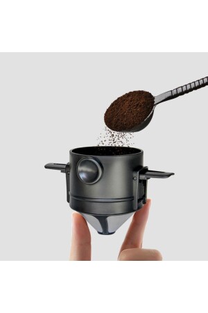 Paslanmaz Çelik Taşınır Katlanır Kağıtsız Dayanıklı Kahve Filtre Demleme Hunisi Dripper dripperlavie - 1