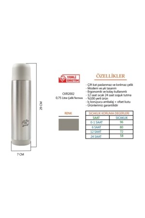 Paslanmaz Çelik Termos 750 ml - Ckr2002grii - 2