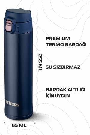 Paslanmaz Çelik Termos Bardak 500 ml Kilitli Thermos Mug Kupa Araç Termos Coffee Cup Lacivert - 2