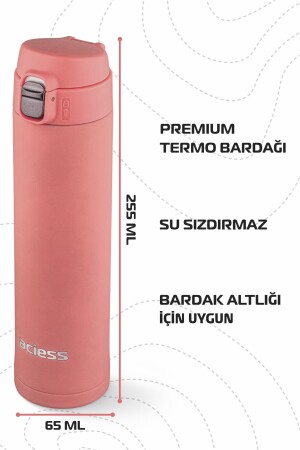 Paslanmaz Çelik Termos Bardak 500 ml Kilitli Thermos Mug Kupa Araç Termos Coffee Cup Mercan - 2