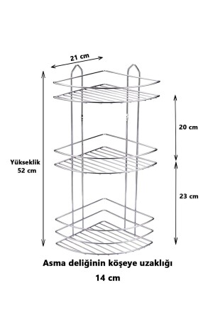 Paslanmaz Krom 3 Katlı Banyo Köşeliği Şampuanlık Köşelik Banyo Rafı Ek-03 - 4