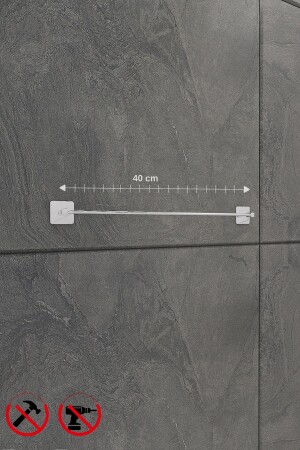 Paslanmaz Krom Kare Model Yapışkanlı Uzun Havlu Kağıt Askısı Havlu Kağıt Asacağı Çubuk Havluluk - 3