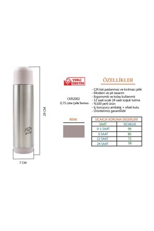 Paslanmaz Pembe Çelik Termos 750 ml - 2