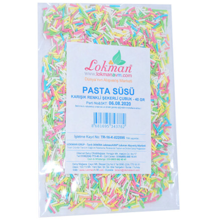 Pasta Süsü Granül Şekeri Karışık Renk 40 Gr Paket - 6