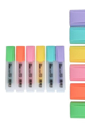 Pastel Renk Fosforlu Işaretleme Kalemi 6 Lı Set - 1