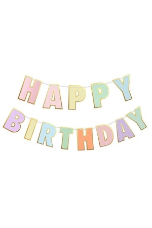 Pastel Renkli Happy Birthday Banner - Le Mabelle