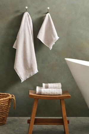 Pastoral Off White Beige 100 % Baumwolle 4-teiliges Bade-/Kopftuch-Set 200. 21. 01. 0379 - Karaca Home