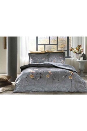 Pastoral Ramas Secas Satin-Bettbezug-Set für Doppelbett, Grau, EVTNVTÖZDL00590 - 1