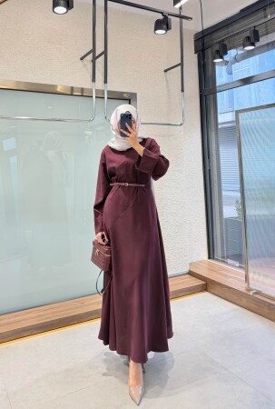 Patra Kemerli Elbise - Bordo - Nuuwears