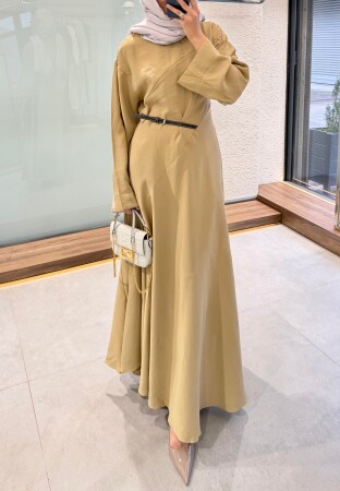 Patra Kemerli Elbise - Camel - Nuuwears