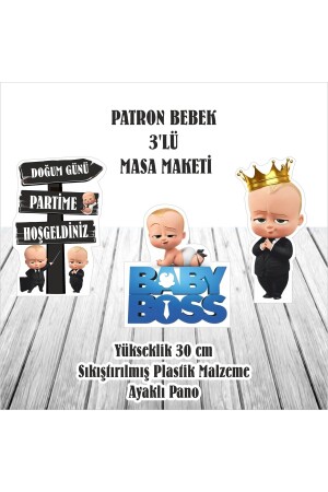Patron Bebek - Baby Boss Doğum Günü Masa Maketi - Siyah Parti Evi