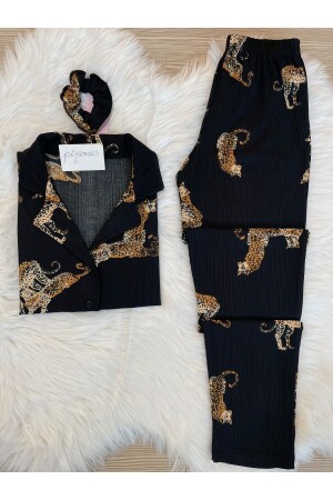 PEGASUS-PYJAMA-SET MIT SCHWARZEM LEOPARDENMUSTER - Pijamacs