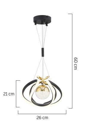 Pelin Single Black Gold 3 Farben 40 Watt LED Modernes Wohnzimmer, Flur, Flur Led-Kronleuchter 4006-01-BL-GL - 7