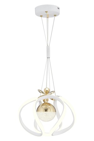 Pelin Tekli Beyaz Gold 3 Renkli 40 Watt Ledli Modern Oturma Odası- Koridor- Salon Led Avize - 3