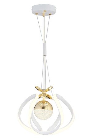 Pelin Tekli Beyaz Gold 3 Renkli 40 Watt Ledli Modern Oturma Odası- Koridor- Salon Led Avize - 4