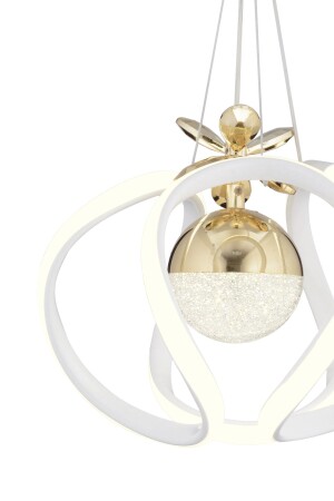 Pelin Tekli Beyaz Gold 3 Renkli 40 Watt Ledli Modern Oturma Odası- Koridor- Salon Led Avize - 5